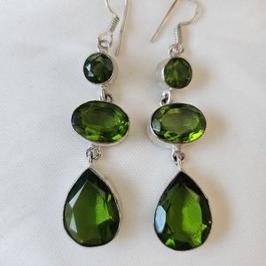 EMERALD GREEN TEARDROP EARRINGS 925 sterling silver drop earrings